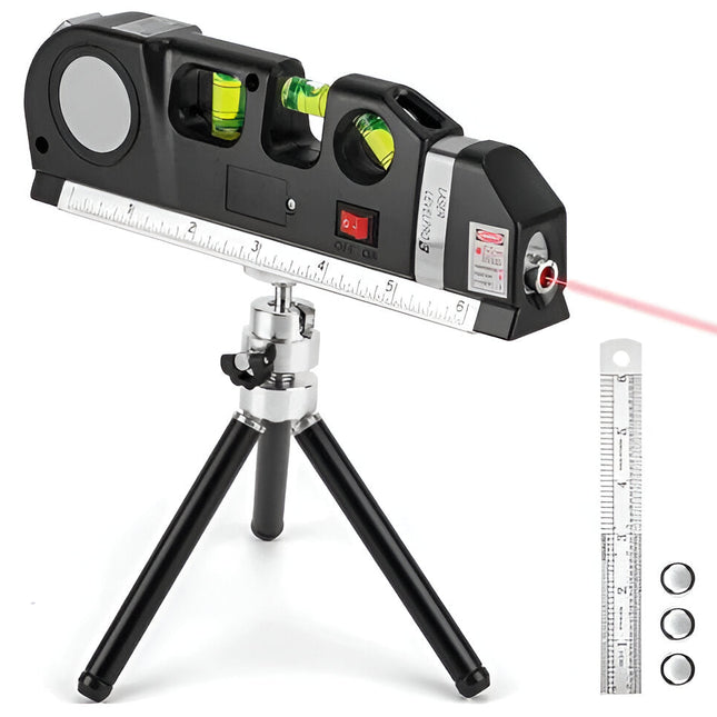 Laser Level with Tape Measure, Laser Line Level with Bubble Level, Measuring Tape, Leveling Tool for Hanging Pictures