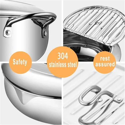 Skillet with Oil Thermometer, Stainless Steel Pan for Tempura – image 6
