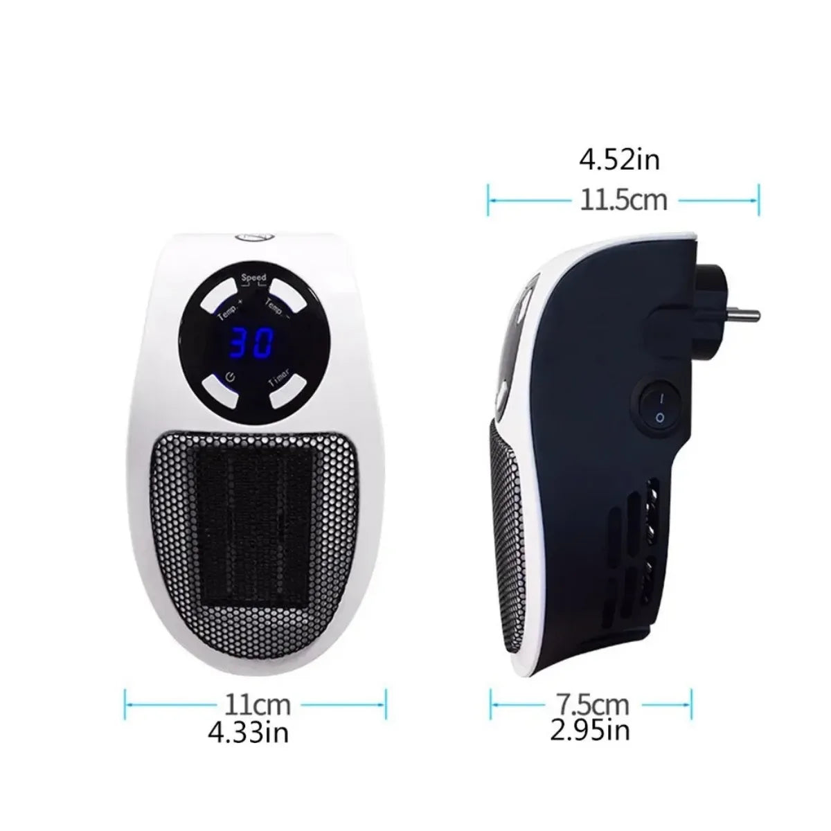 Tuzwa Portable Space Heater – Electric Room Heater with Tip-Over Protection, Overheat Shutoff, Flame-Retardant Housing & Plug-In Design