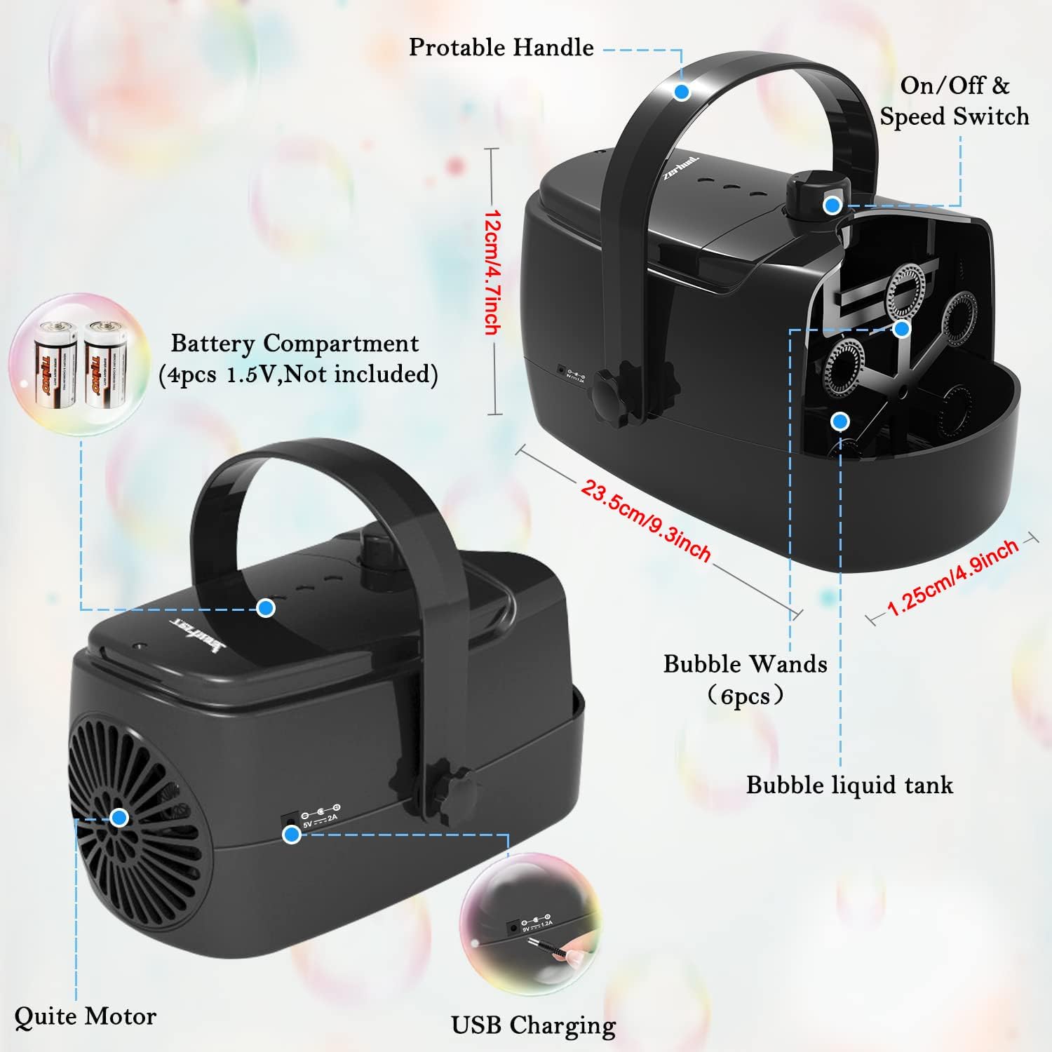 Joyful Bubbles | Automatic Bubble Machine with High Output & Safety Features | Perfect Bubble Maker for Parties and Outdoor Fun 4