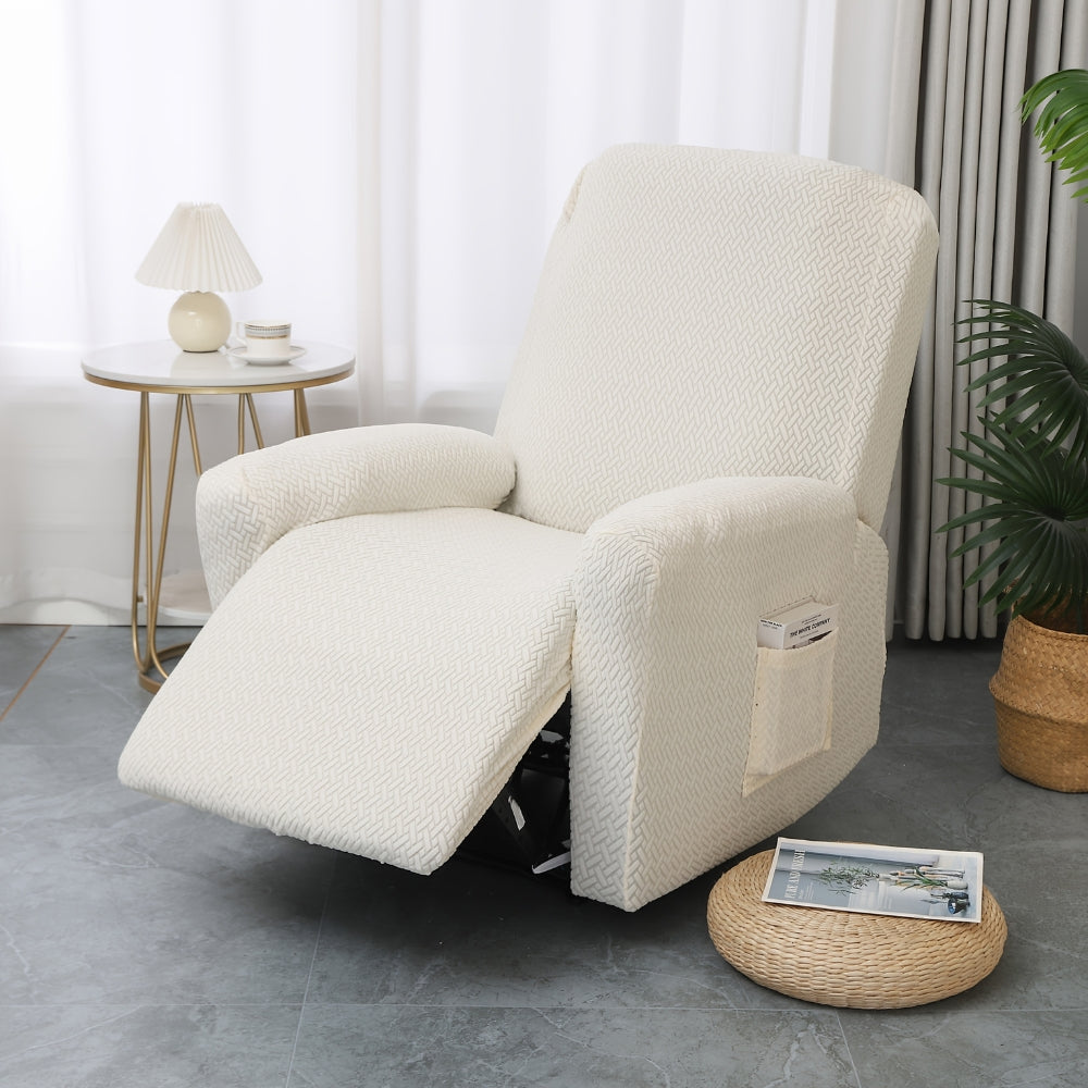 Juno Fitted Recliner Chair Cover with Side Pocket for Comfort & Protection 7