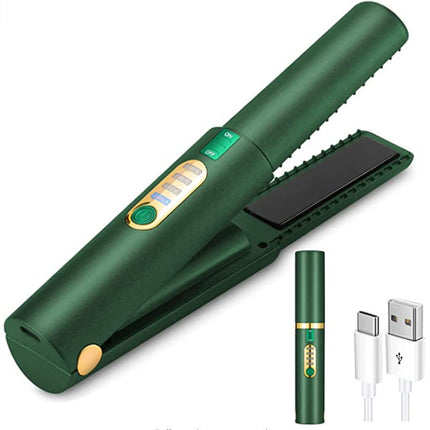 Ceramic Hair Iron, Cordless Hair Straightener, Hair Curler 2 in 1, USB Rechargeable Mini Flat Iron for Travel