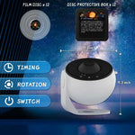 Tuzwa Galaxy Projector – 12 Film Discs, 360° Rotating Star & Planet Projector with Manual Focus and 1/2/4-Hour Timer