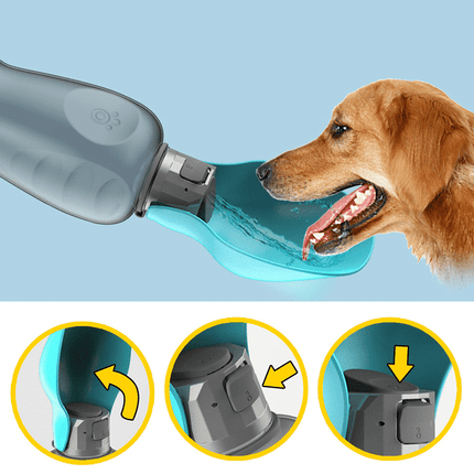 Dog Water Bottle with Foldable Leak Proof Bowl, One Handed Pet Water Bottle – image 5