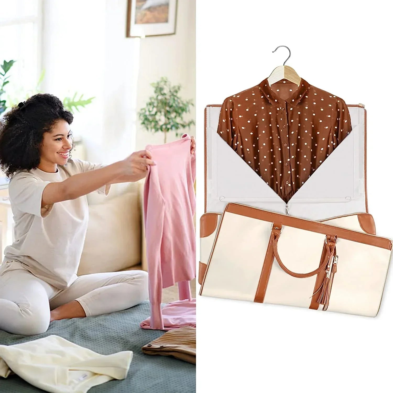 Kalsten | Foldable PU Leather Storage Bag with Ample Space | Stylish Organizer for Wrinkle-Free Garment Care 5