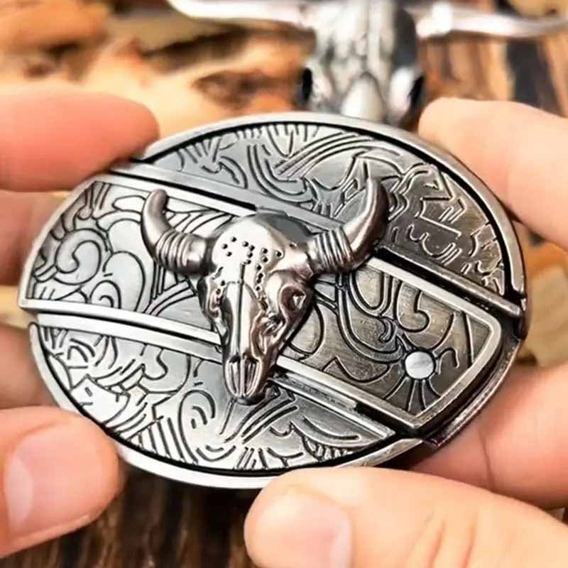 Kalsten | Metal Oval Cowboys Belt Buckle with Hidden EDC Tool | Stylish Accessory for Outdoor Adventures 0