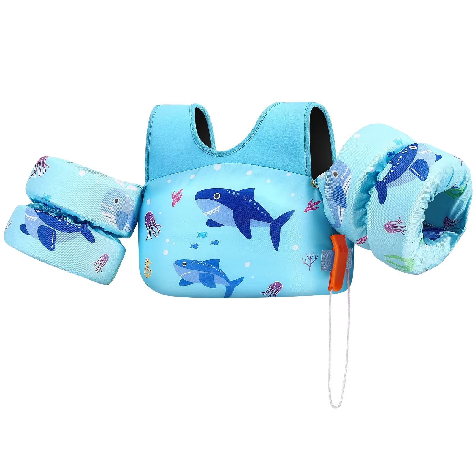 Kids Foam Life Vest with Arm Floats & Safety Whistle | Secure Support for Swimming & Kayaking 0