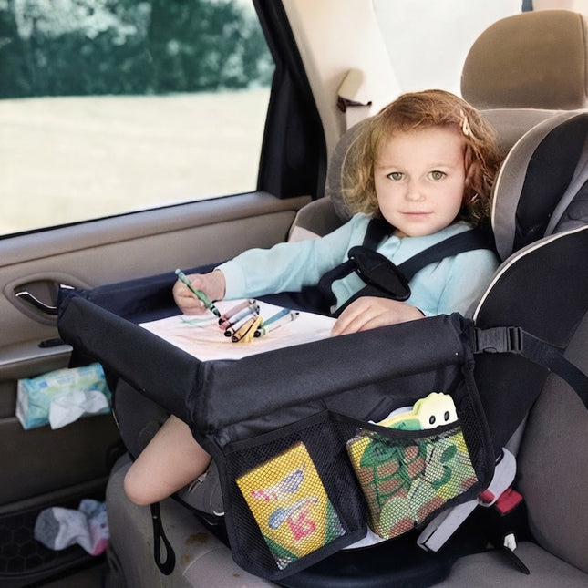 Lap Tray for Kids, Car Seat Tray for Toddlers, Travel Tray with Storage Bin and Side Pockets, Car Seat Organizer