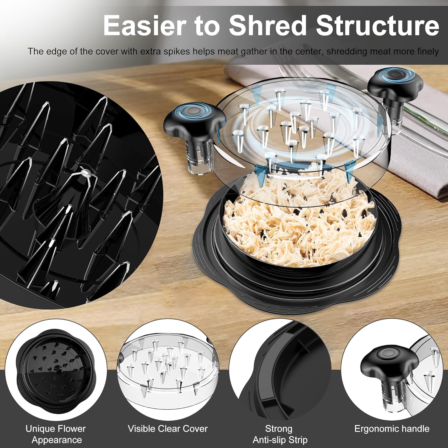 Kitchen Essentials | Ergonomic Chicken Shredder Tool with Non-Slip Grip | Efficient Meal Prep Solution 4