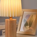 KoreanElegance | Modern Stylish Pleated Wood Base Table Lamp 6