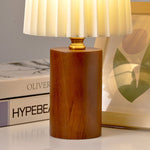 KoreanElegance | Modern Stylish Pleated Wood Base Table Lamp 7