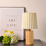 KoreanElegance | Modern Stylish Pleated Wood Base Table Lamp 8