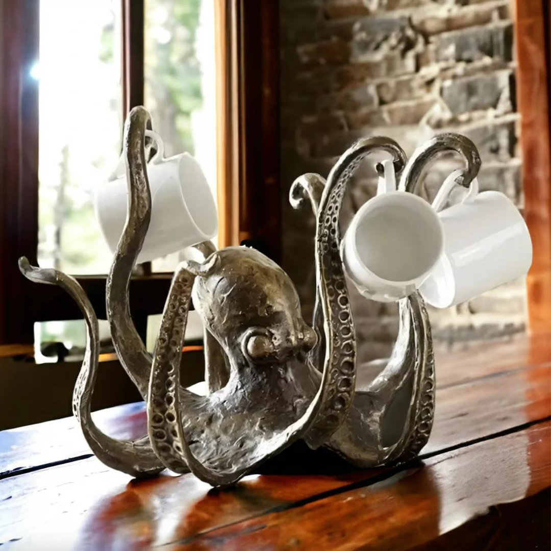 Kraken Collection | Mug Tree Holder with Tentacle Hooks | Elegant Antique Bronze Design for Stylish Kitchen Organization 2