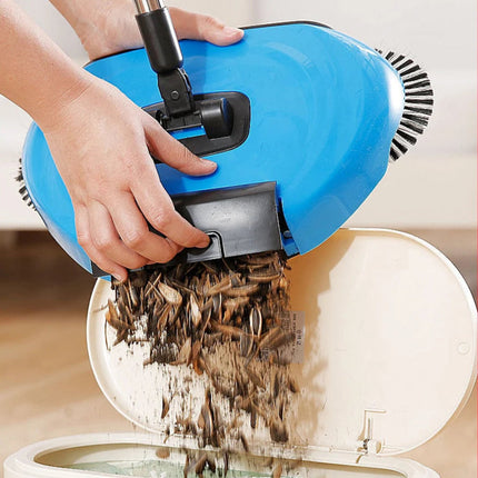 Sweeping Broom with Mop and Rotating Brush, Manual Floor Sweeper, Foldable Hardwood Floor Broom for Tile and Laminate