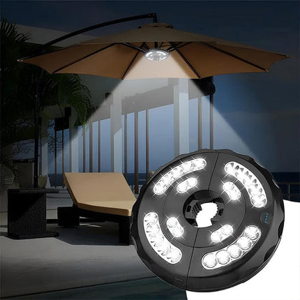 Patio Umbrella Light, Rechargeable LED Umbrella Lights, Cordless Outdoor Lighting for Balcony and Garden