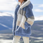 Cashmere Coat with Hood and Zipper, Multicolored Hooded Coat with Turn Down Collar and Pockets, Colorful Coat S to 5XL