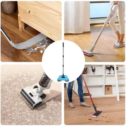Sweeping Broom with Mop and Rotating Brush, Foldable Hardwood Floor Broom for Tile and Laminate
