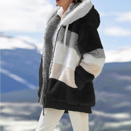 Cashmere Coat with Hood and Zipper, Colorful Coat S to 5XL