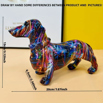 Dog Statue, Colorful Dachshund Statue with Playful Finish – image 4