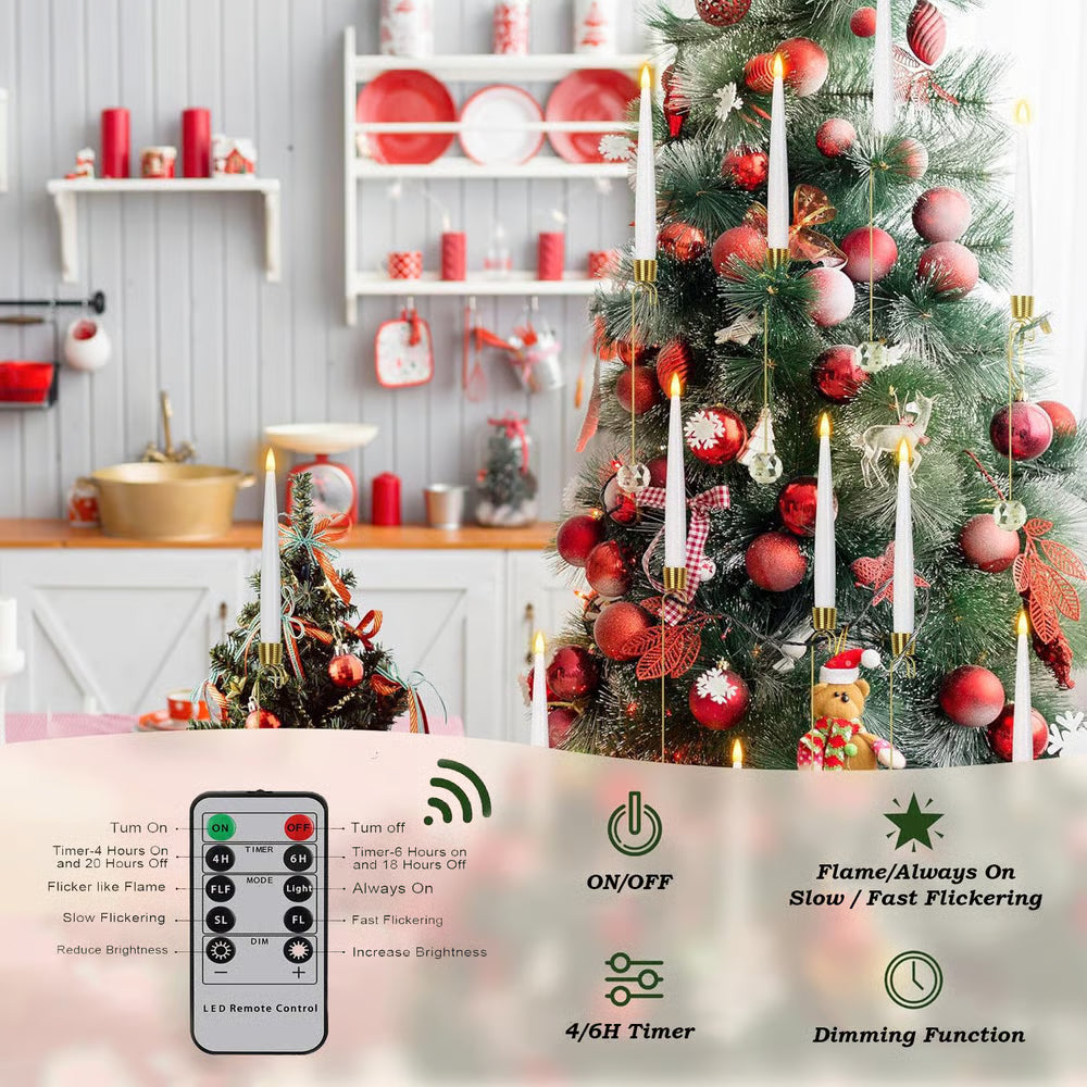 LED Christmas Lights | Battery-Powered Candle Set with Remote Control for Enchanting Holiday Decor 8