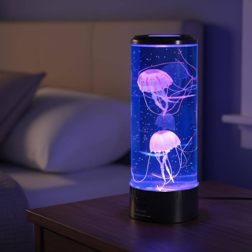 LED Jellyfish Lamp | Cylindrical Design with Soothing Color Changes for Relaxation 0