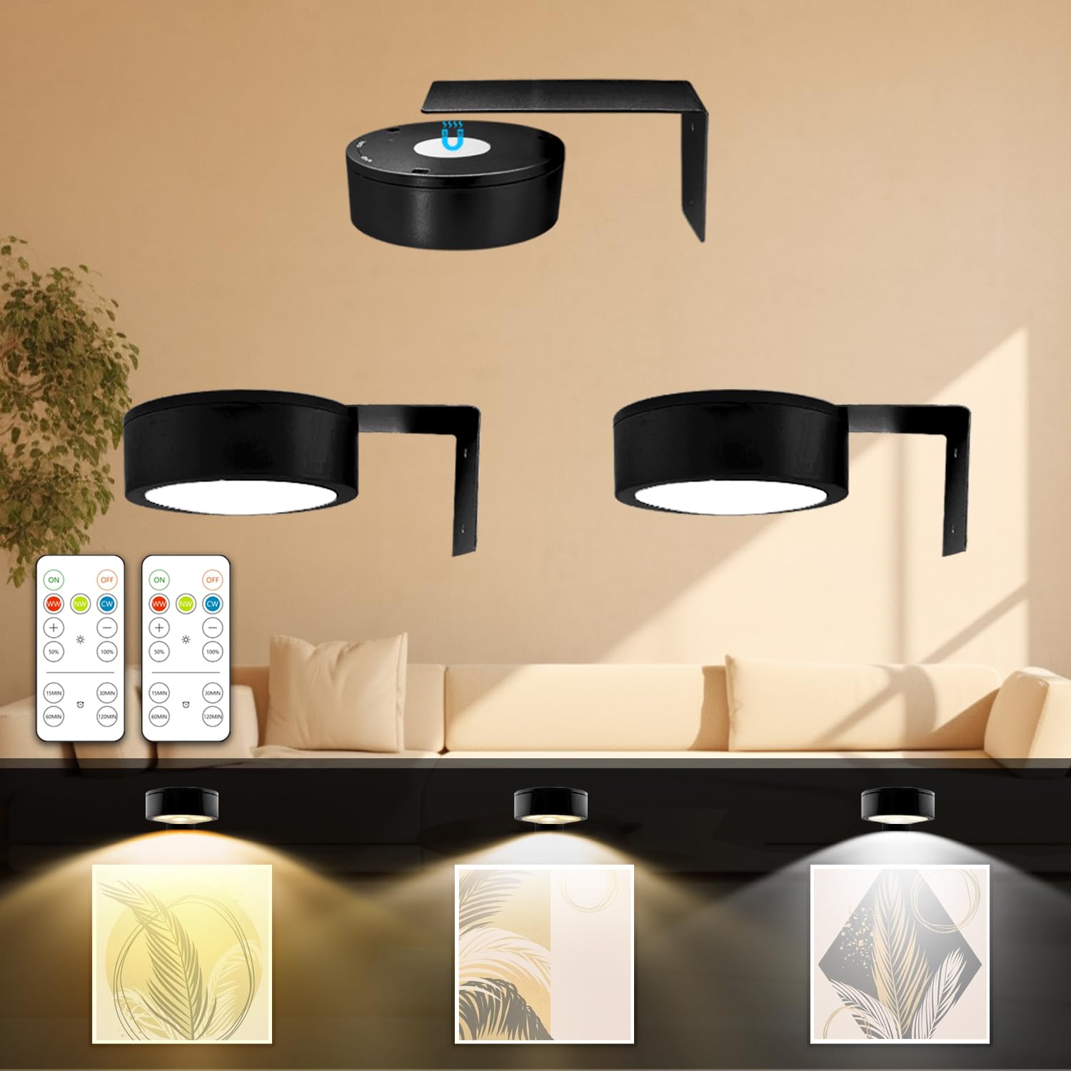 LED Picture Light | Battery Operated Wireless Design with Remote Control | Dimmable Feature for Enhanced Art Display 0