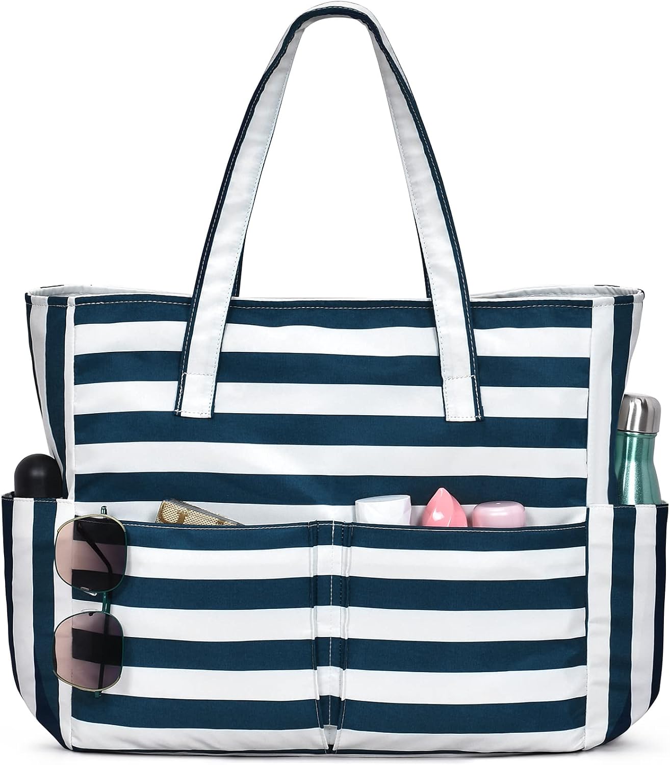 Large Waterproof Beach Tote Bag with Zipper & Organizational Pockets | Ideal Beach Bag for Family Outings 13