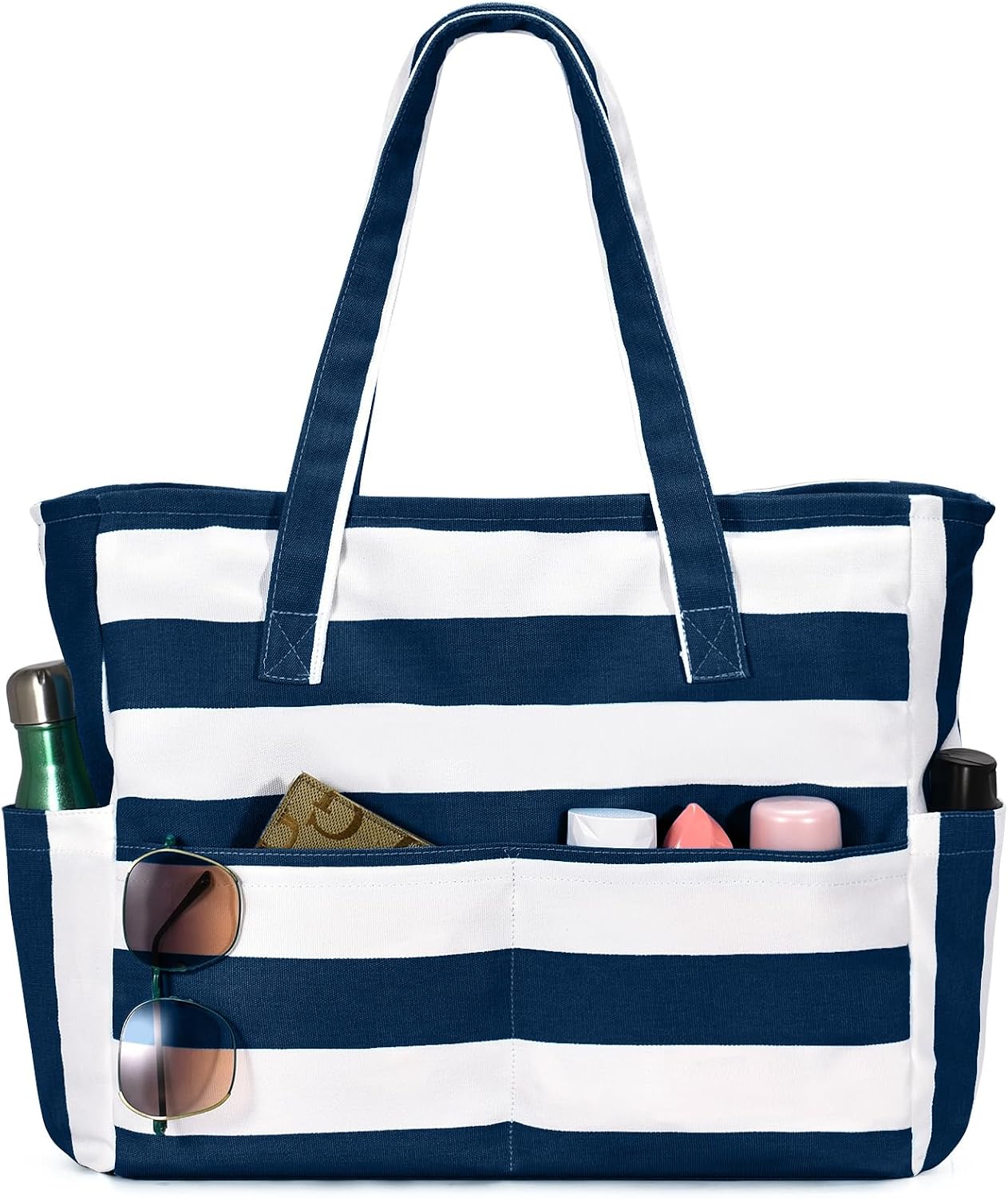 Large Waterproof Beach Tote Bag with Zipper & Organizational Pockets | Ideal Beach Bag for Family Outings 14