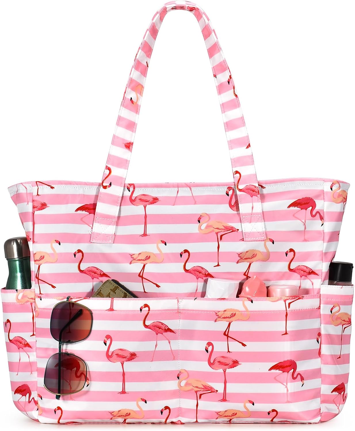 Large Waterproof Beach Tote Bag with Zipper & Organizational Pockets | Ideal Beach Bag for Family Outings 15