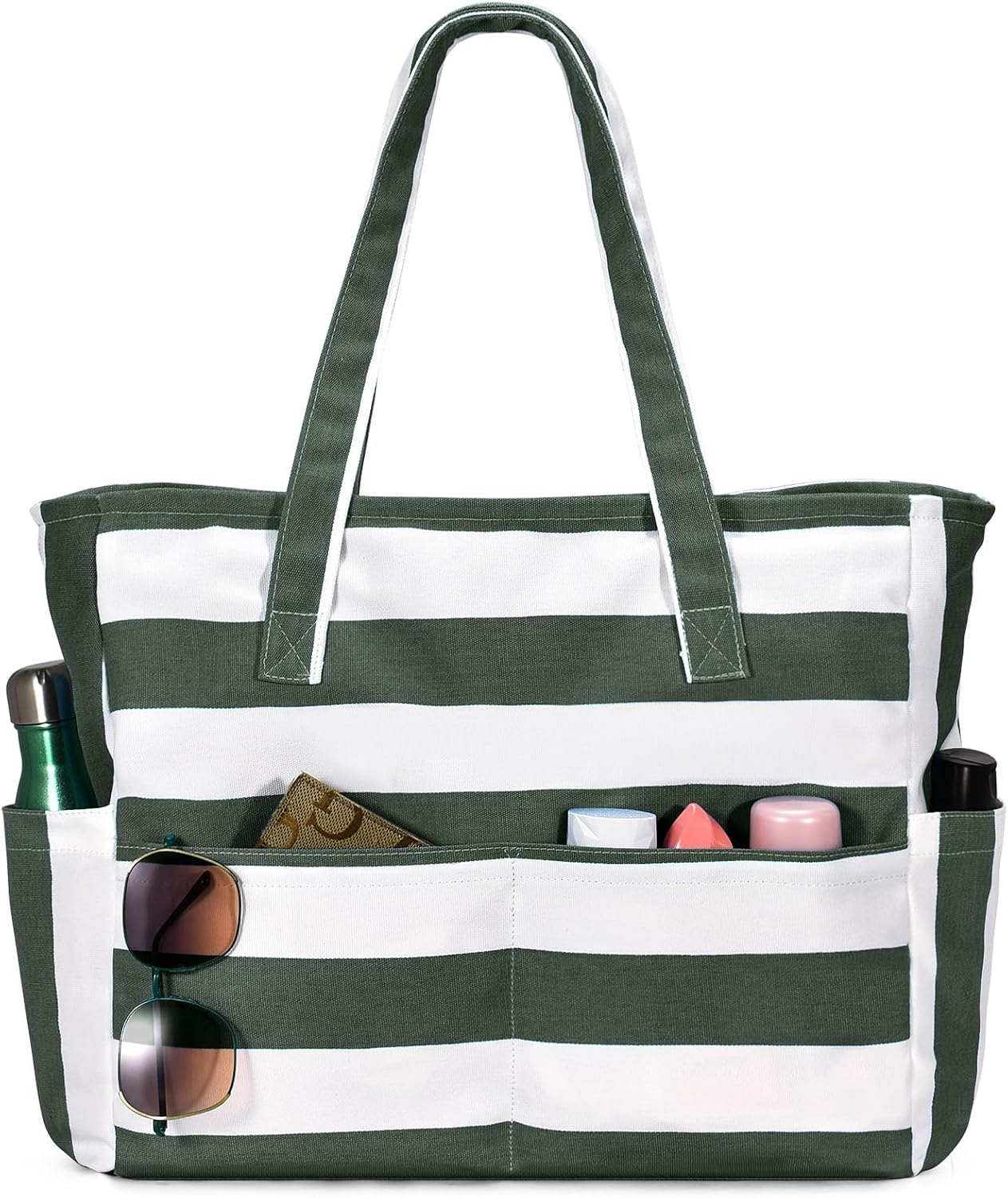Large Waterproof Beach Tote Bag with Zipper & Organizational Pockets | Ideal Beach Bag for Family Outings 16