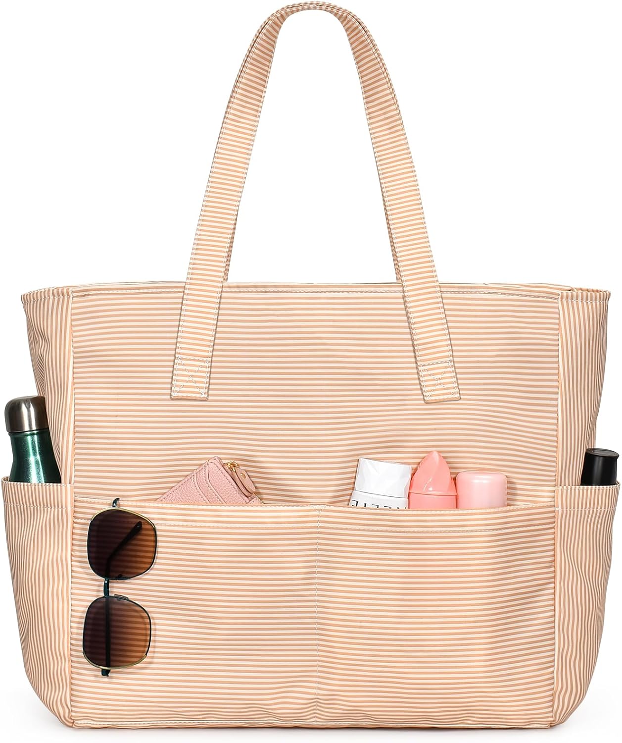 Large Waterproof Beach Tote Bag with Zipper & Organizational Pockets | Ideal Beach Bag for Family Outings 18