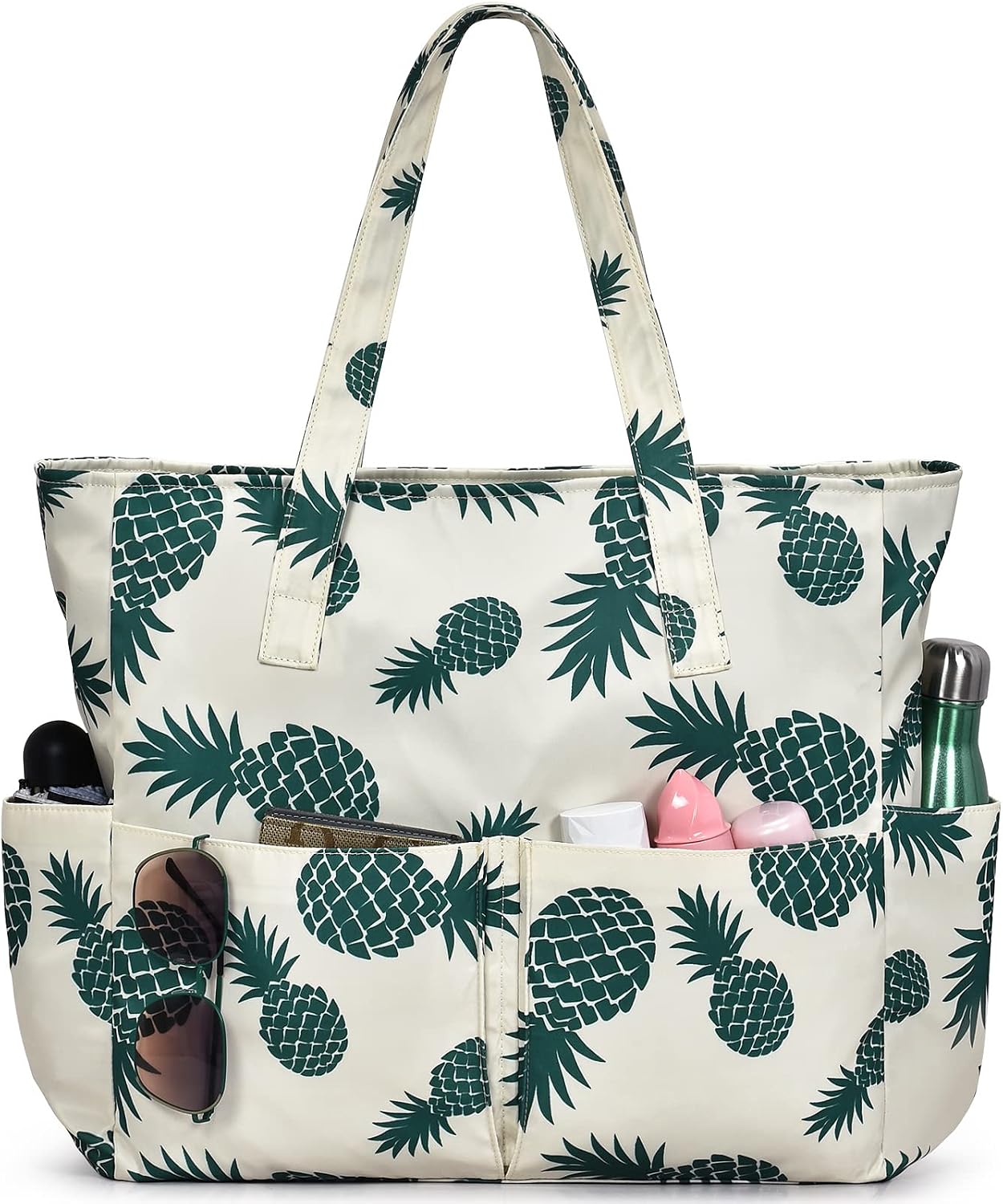 Large Waterproof Beach Tote Bag with Zipper & Organizational Pockets | Ideal Beach Bag for Family Outings 19