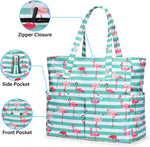 Large Waterproof Beach Tote Bag with Zipper & Organizational Pockets | Ideal Beach Bag for Family Outings 2