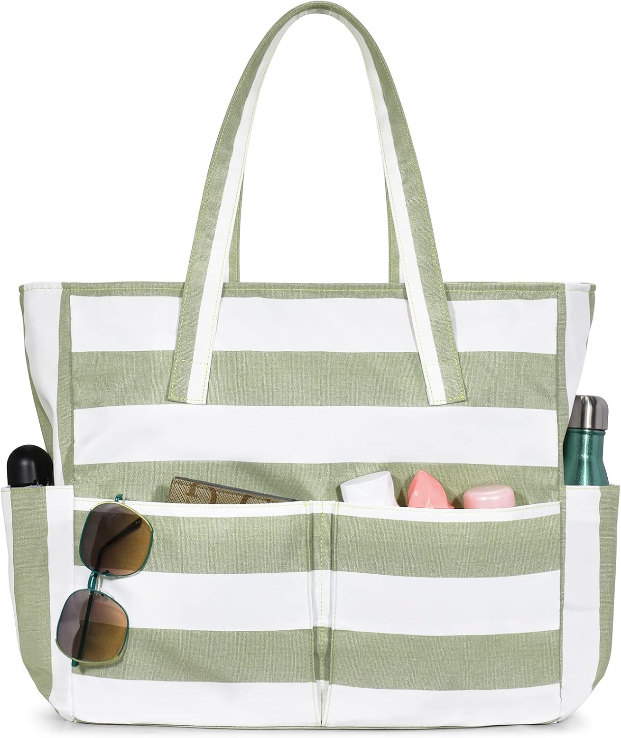 Large Waterproof Beach Tote Bag with Zipper & Organizational Pockets | Ideal Beach Bag for Family Outings 20
