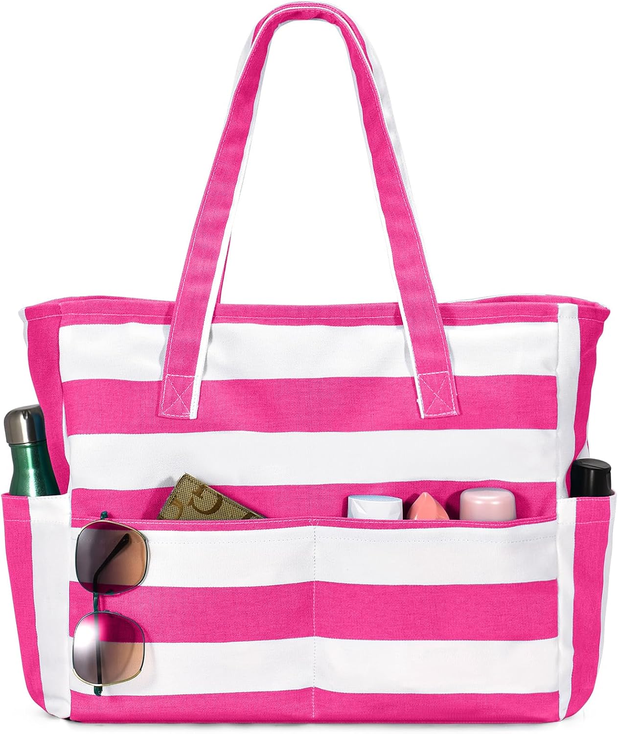 Large Waterproof Beach Tote Bag with Zipper & Organizational Pockets | Ideal Beach Bag for Family Outings 21