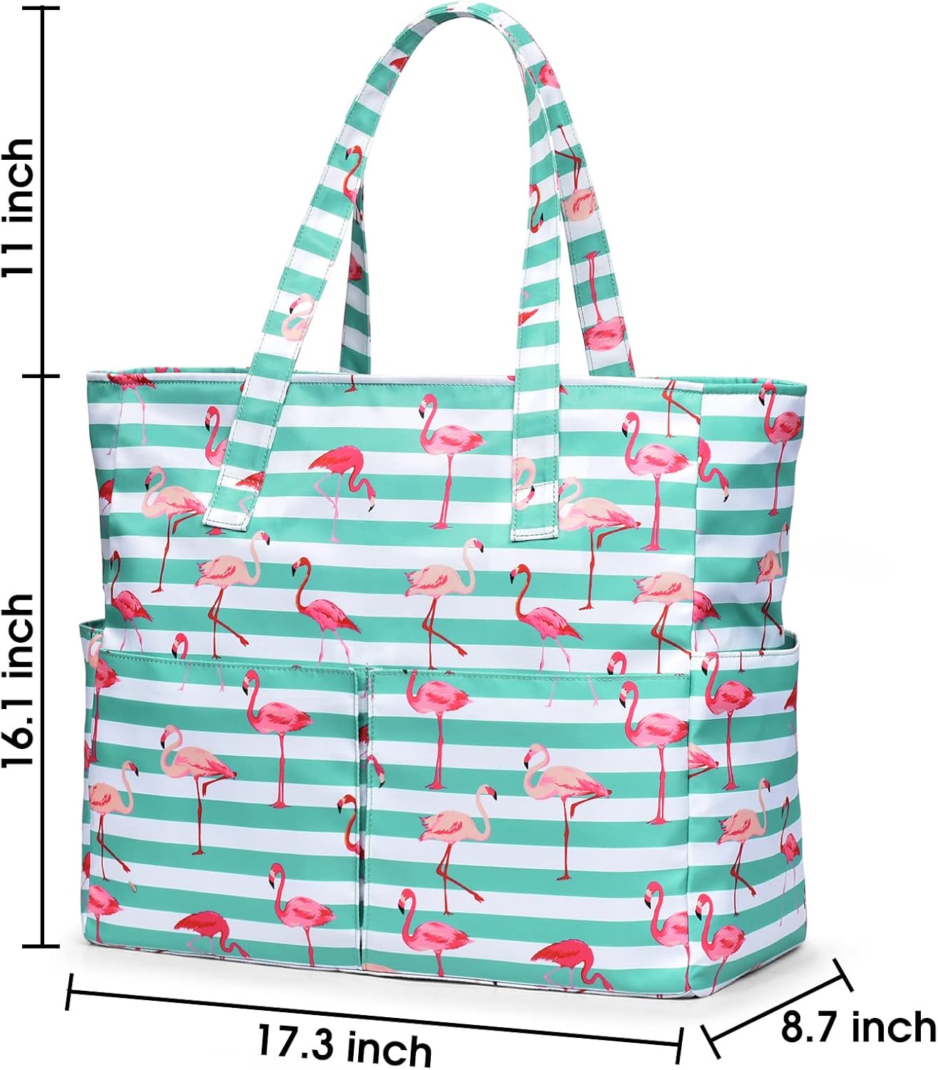 Large Waterproof Beach Tote Bag with Zipper & Organizational Pockets | Ideal Beach Bag for Family Outings 4