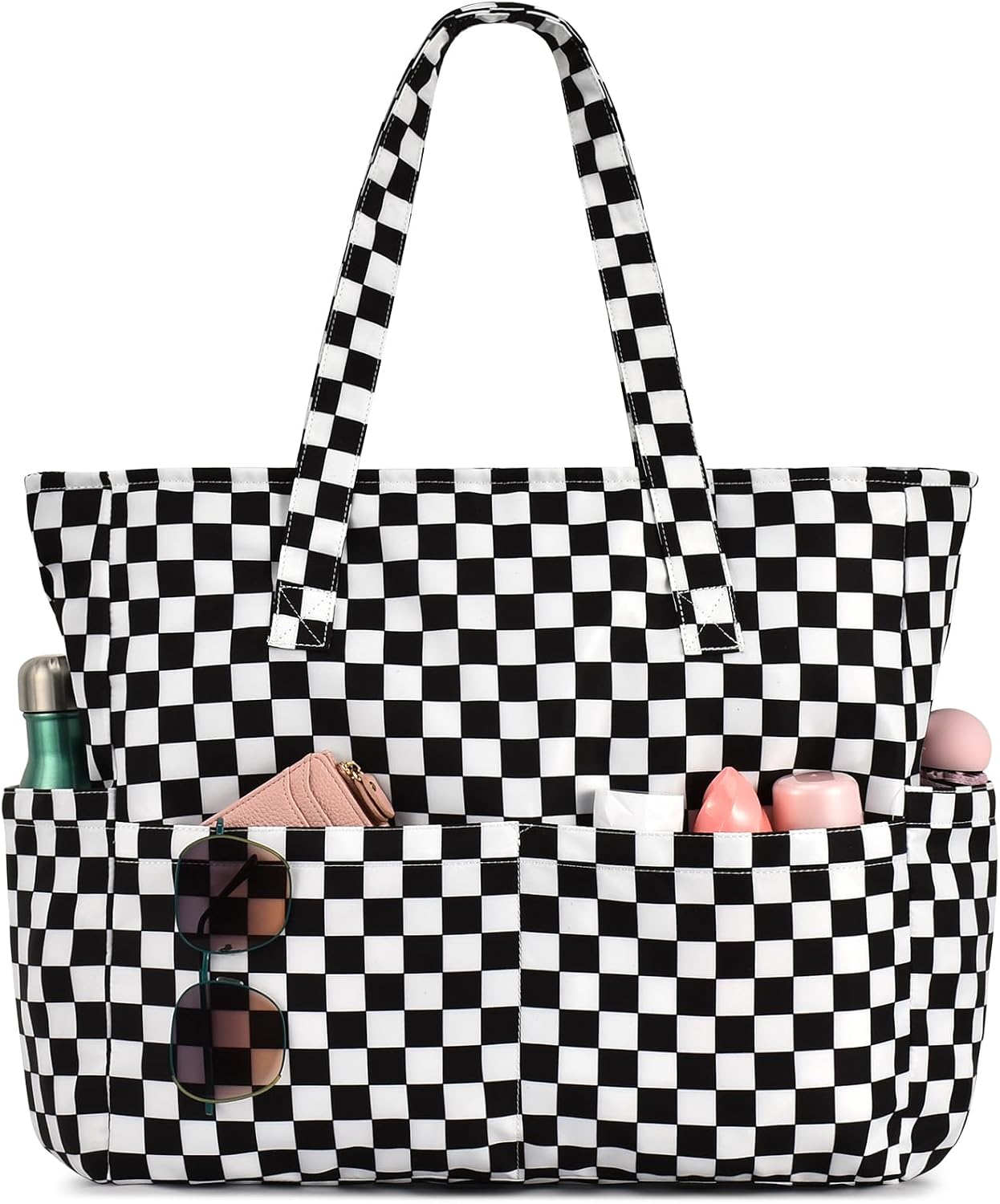 Large Waterproof Beach Tote Bag with Zipper & Organizational Pockets | Ideal Beach Bag for Family Outings 6