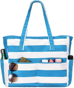 Large Waterproof Beach Tote Bag with Zipper & Organizational Pockets | Ideal Beach Bag for Family Outings 8
