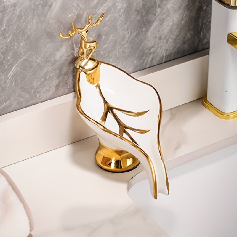 Leaf-Inspired Soap Holder with Moisture-Resistant Design | Elegant Bathroom Accessory for Soap Longevity 0