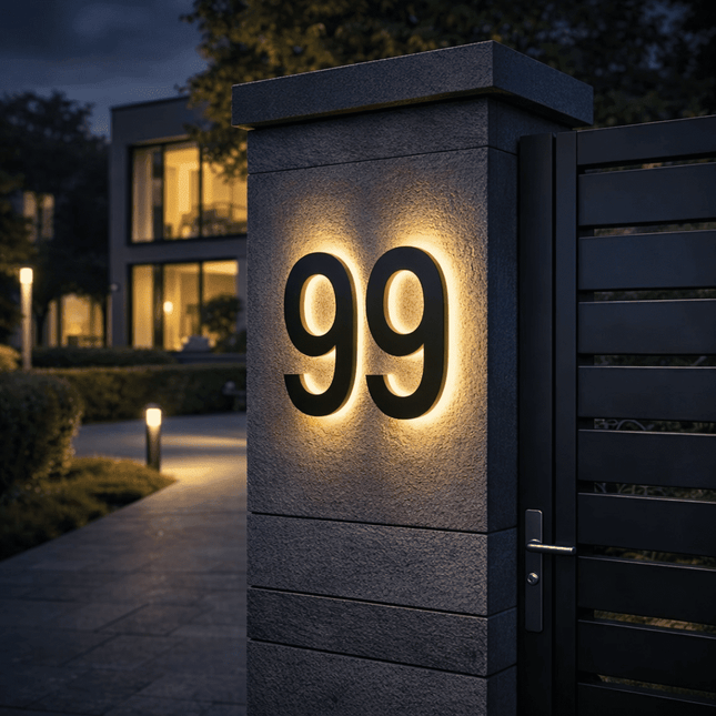 LED House Number Sign, Modern House Numbers for Curb Appeal, Light Up Address Sign, Waterproof Backlit House Numbers