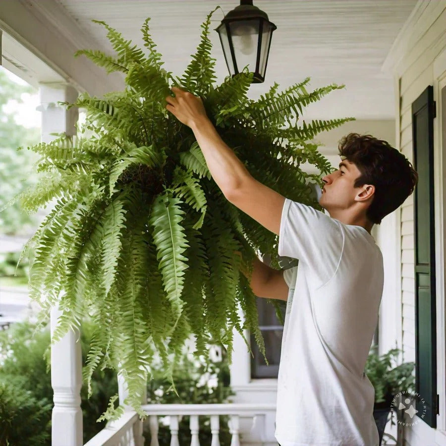Lifelike Boston Fern | UV Protected Artificial Plant with Year-Round Appeal | Perfect for Indoor and Outdoor Decor 0