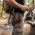 Leather Belt Bag, Leather Tool Pouch with Multi Tool and Knife Slots, Tactical Waist Bag for Hunting, Camping and Riding