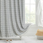 LinenCove | Linen Shower Curtain with Waterproof Coating & Tassels | Elegant Bathroom Accent for Bohemian Style 2