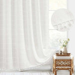 LinenCove | Linen Shower Curtain with Waterproof Coating & Tassels | Elegant Bathroom Accent for Bohemian Style 4