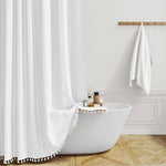 LinenCove | Linen Shower Curtain with Waterproof Coating & Tassels | Elegant Bathroom Accent for Bohemian Style 6