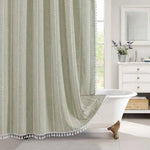 LinenCove | Linen Shower Curtain with Waterproof Coating & Tassels | Elegant Bathroom Accent for Bohemian Style 7
