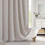 LinenCove | Linen Shower Curtain with Waterproof Coating & Tassels | Elegant Bathroom Accent for Bohemian Style 8
