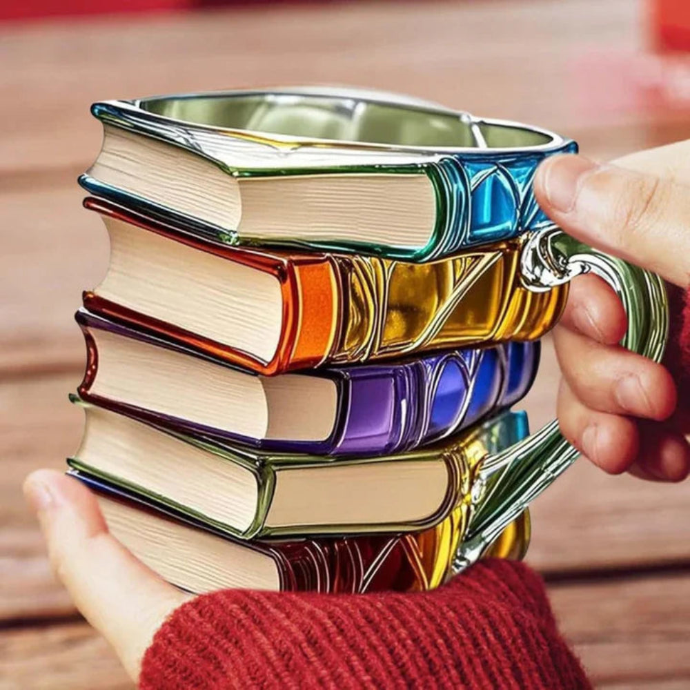 Literary Delight | 3D Book Spine Glass Coffee Mug with Durable Design | Unique Gift for Book Lovers 4
