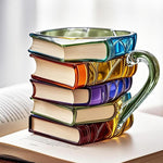 Literary Delight | 3D Book Spine Glass Coffee Mug with Durable Design | Unique Gift for Book Lovers 7
