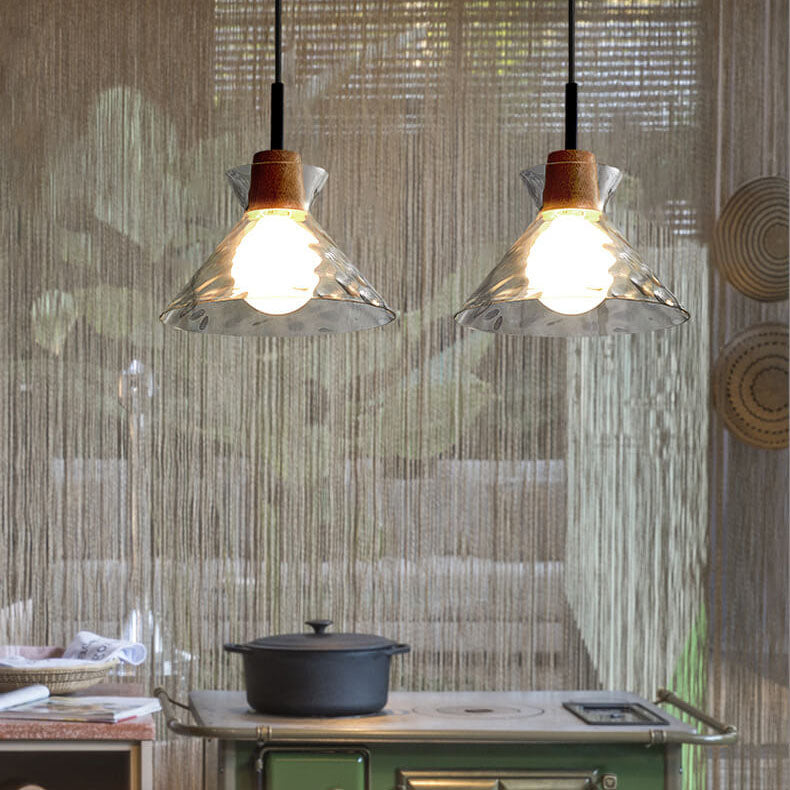 Luminara | Elegant Clear Rippled Glass Modern Pendant Light 4